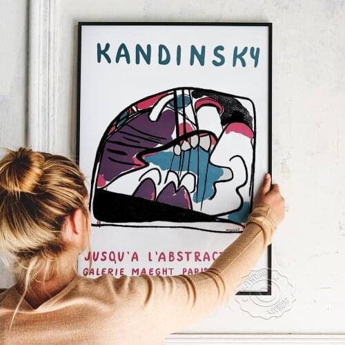 Wassily Kandinsky Exhibition Museum Print Poster, Geometric Abstraction Canvas Painting, Vintage French Wall Picture Home Decor
