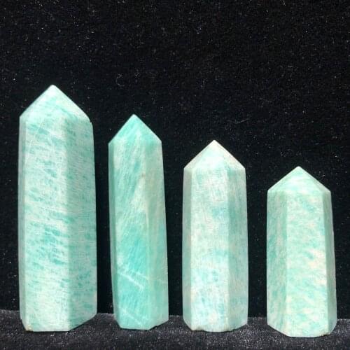 Natural Amazonite Hand-Polished Hexagon Point Chakra Healing Reiki Stone Home Decoration Stone Handicraft Point