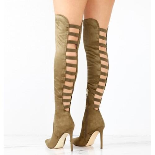 Sexy Black Womens Long Boots Summer Autumn High Heels Over The Knee Thigh High Heel Boots Female Woman Summer Stretch Shoes