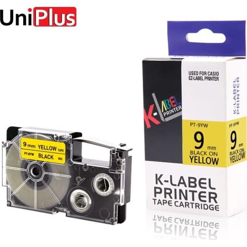 UniPlus XR 9YW Yellow Printer Ribbon Compatible CASIO Label Tapes XR-9YW Black on Yellow 9mm for KLD-350 KLD-700 KL-570 Sticker