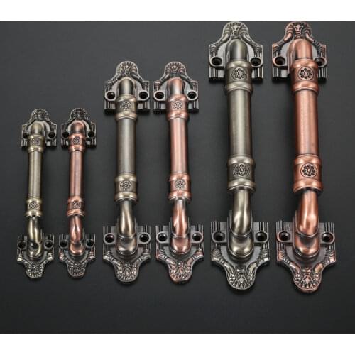 148/197/243mm Vintage Furniture Handles Antique Green Bronze Cabinet Handles for Drawer Knobs Wardrobe Door Pullers With Screws