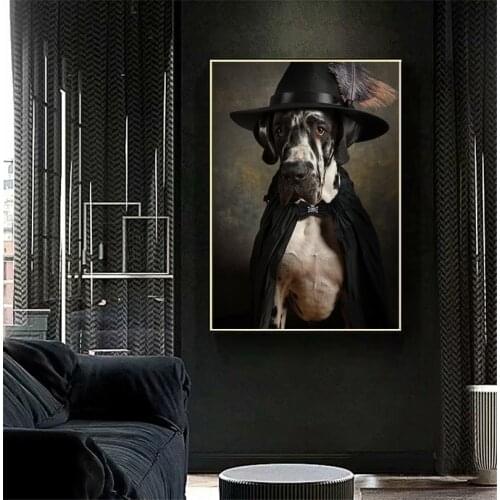 Vintage Style Animals Canvas Painting Dog Portrait Posters and Prints Nordic Wall Art Picture for Living Room Decor