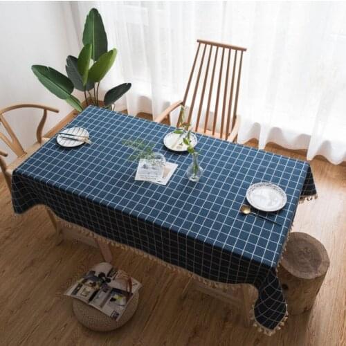 High Quality Japan Style Table Cloth Elegant Plaid Embroidered Tablecloth Oven Fridge Dust Cover Dining Table Covering ZC042