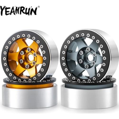 YEAHRUN 4PCS Aluminum 1.9 & 2.2 Beadlock Wheel Rims for 1/10 RC Crawler Axial SCX10 Wraith 90048 RR10 Wheels Hubs Parts