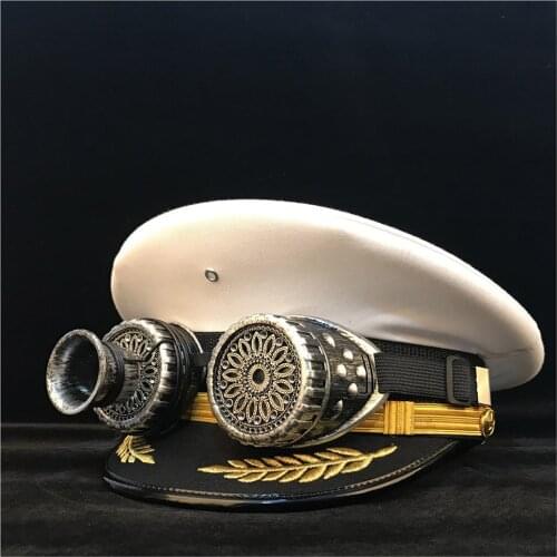 Retro Women Men Military Hat Germany Officer Visor Cap Steampunk Army Hat Cortical Police Cap Cosplay Hat Size S M L XL XXL