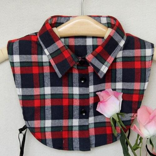 Women Grid Shirt False Collar Detachable Fake Necklace Lapel Shirt Accessories Women Lapel Detachable Collars