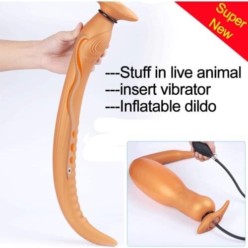 Liquid Silicone Super Long Inflatable Anal Dildo Prostate Massager Huge Butt Plug Vagina Anus Dilator SM Sex Toys For Woman Men