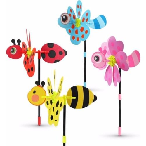 2pcs/set Colorful 3D Lovely Handmade Wind Spinner Windmill Toys For Baby Insect Decoration Garden Yard Outdoor Classic Toy Kids