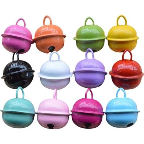 30pcs 22mm Colorful Painted Jingle Bell Metal Round Mini Bells Jewelry Ornaments Xmas Decor Pendants DIY Crafts(Random Color)
