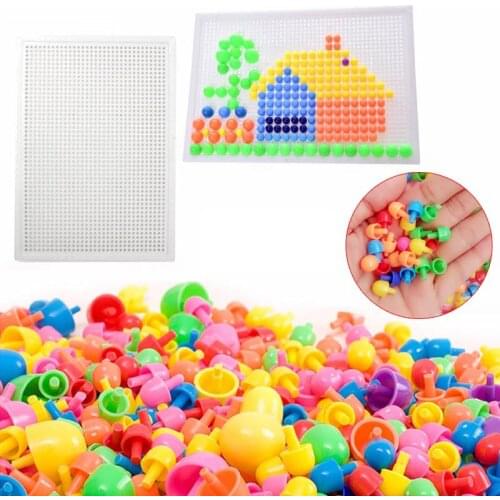 Hot Selling 320 Pcs Mosaic Peg Board Jigsaw Puzzle Mushroom Nails Peg Puzzles Educational Toys for Kids