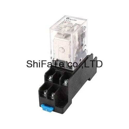 35mm DIN Rail DPDT 8 Pins General Purpose Power Relay AC /DC 12/24/48/110/220V Coil w Socket