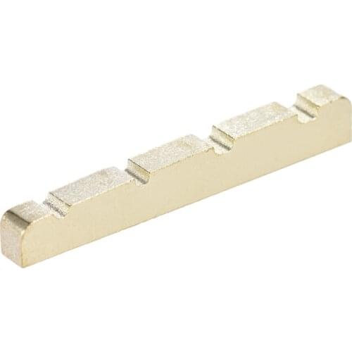 4-string Electric Guitar String Nut Pre-slotted Brass String Nut for Bass Guitar Part Replacement 38 * 3.6 * 6.3-4.8mm