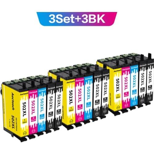 Aecteach For Epson T502 T502xl 502 XL E502XL ink cartridge Expression Home XP-5100 XP-5105 WorkForce WF-2860DWF WF-2865 printers