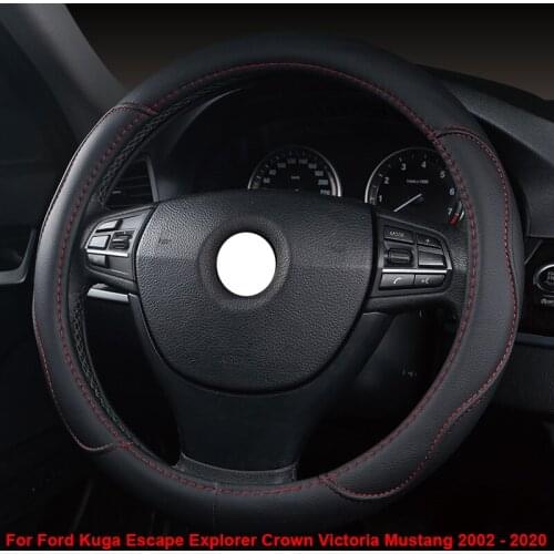 Car Steering Wheel Cover Wrap For Ford Kuga Escape Explorer Crown Victoria Mustang 2002- 2020 Funda Volante Auto Car Accessories