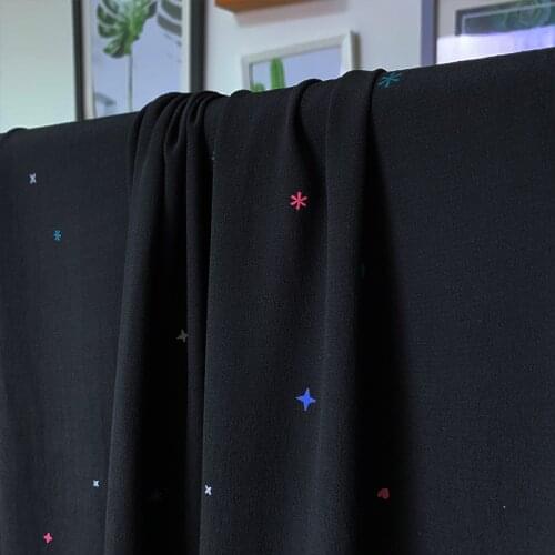 White waxberry 135cm 175g/m Black-bottomed little color star rayon fabrics clothes Garment sewing materials Free shipping