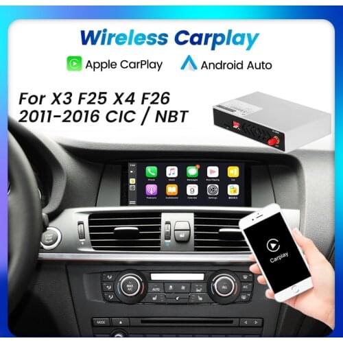 Wireless Carplay Android Auto Interface Box For BMW X3 F25 2014-2017 / X4 F26 2014-2018 CIC NBT System With BT Music Map
