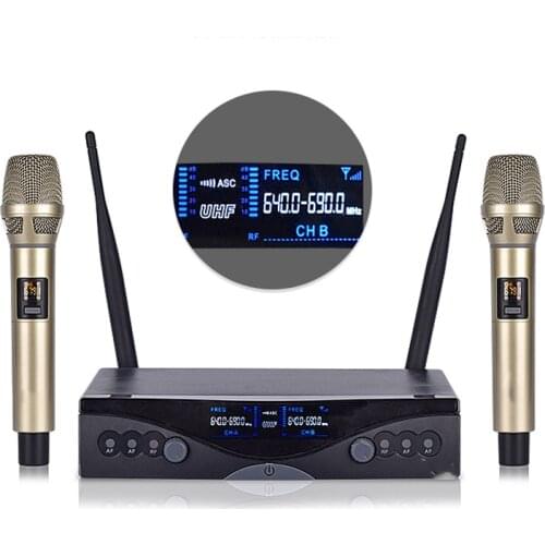 Wireless microphone UHF one drag two wireless microphone home karaoke speech teaching tie-clip microphone