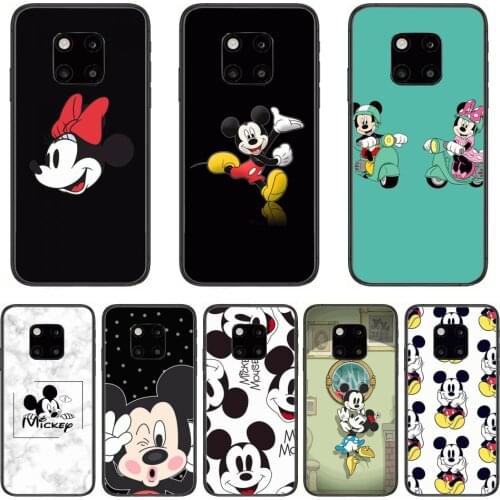 Mickey Mouse Phone Case For Huawei mate 30 10 20 40 Lite Smart Z Pro Black Etui 3D Coque Painting Hoesjes case