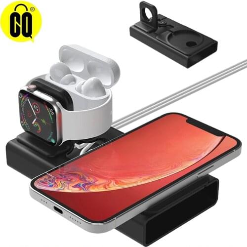 Black Aluminum 3 in 1 Charging Dock For iPhone 12/Mini/Pro Max/Apple Watch/Airpods Pro Charger Holder For iWatch Stand