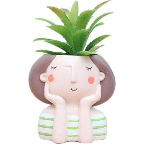 Boys and Girl Design Flower Home Garden Home Decoration Planter Pot Cute Flowerpot Planter Desktop Vase Home Office Bonsai Pot