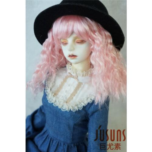JD263 1/3 synthetic mohair doll wigs Pink curly SD BJD wigs