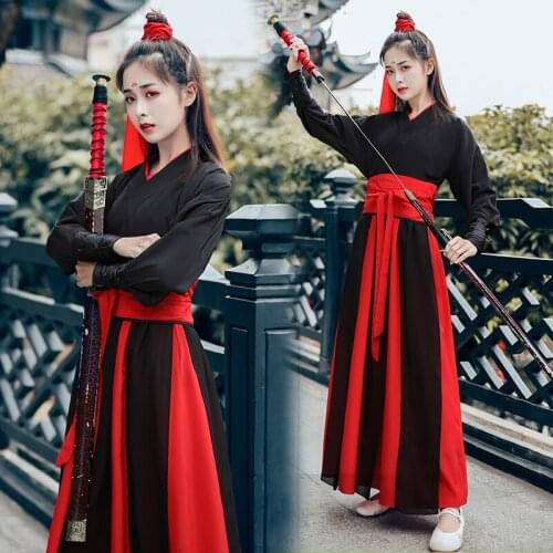 Chinese Folk Dance Costume Women Traditional Hanfu Clothing Female Tang Dynasty Stage Cospaly Dress Lady Swordsman Dance Outfit