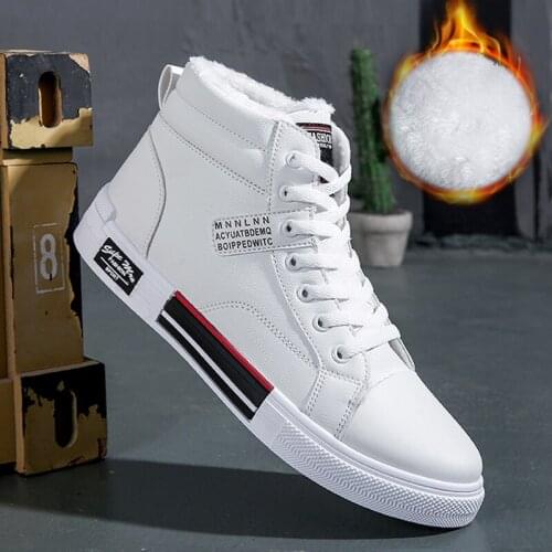 Nice Winter Fashion Lace-Up Men Shoes High-Top Casual Comfortable Shoes Men Keep Warm Waterproof Shoes Men Pu Leather Shoes