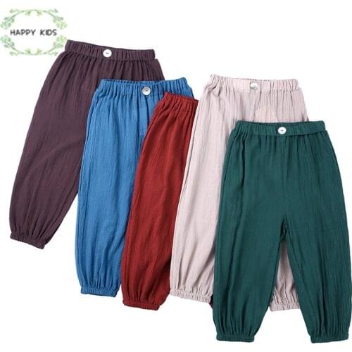 Linen Cotton Baby Boy Girl Summer Pant New Toddler Comfortable pants Children Clothing Kids Harem Pants DKZ253