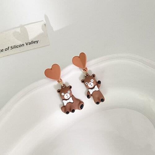 Cute Bear Earrings No Hole Ear Clips Cartoon Bear Clip Earring Without Piercing Minimalist Earrings Jewelry CEF61