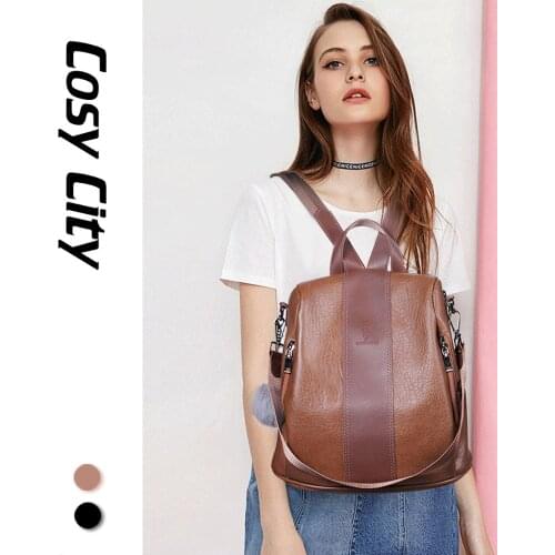 Fashion Women Leather Backpack Feminina Anti-Theft Shoulder Back Luxury Tote Bag Female Waterproof Bagpack