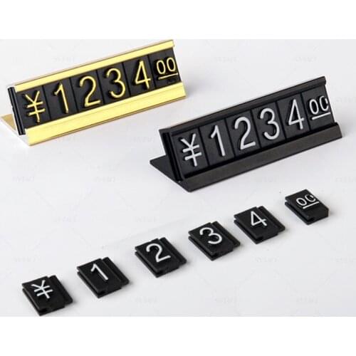10 Sets Adjustable Number Letter Base Price Display Counter Stand Label Metal Ground Arabic Numbers Combined Price Cube Tag Kit