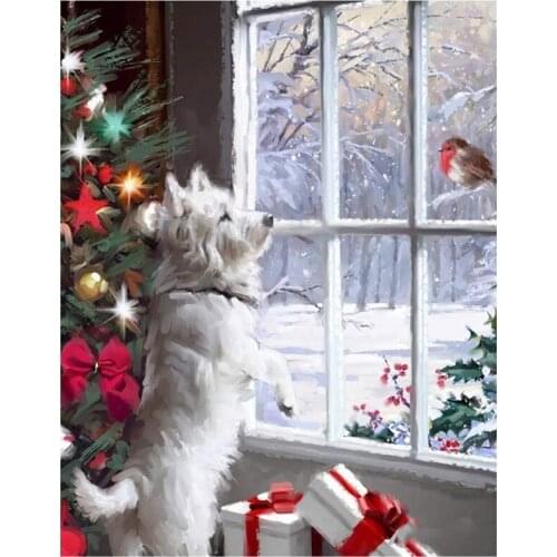 Diamond Painting Kits, Lovely Puppy Dog Present Full Drill DIY Diamond Art Cross Stitch Paint By Numbers Home Decor