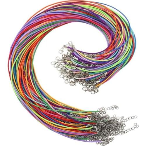 10 Pcs/lot Dia 2mm Leather Cord Necklace With Clasp Adjustable Braided Rope For Jewelry Making DIY Necklace Bracelet