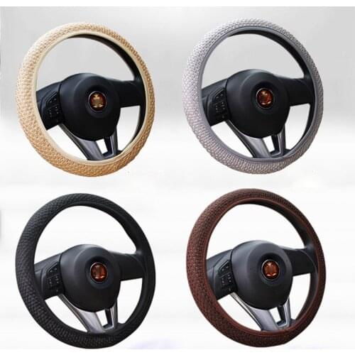 Car Steering Wheel Cover Skidproof Auto Steering- wheel Cover Anti-Slip Universal Embossing Flax Ice silk Car-styling