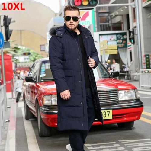 New mens over the knee down winter cold coat large size down jacket plus size the tide fur collar long coat