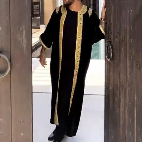 Qamis Man Muslim Fashion 2021 Eid Ramadan New Vintage Abaya Dubai Turkey Mens Clothing Casual Dress Loose Islamic Clothing