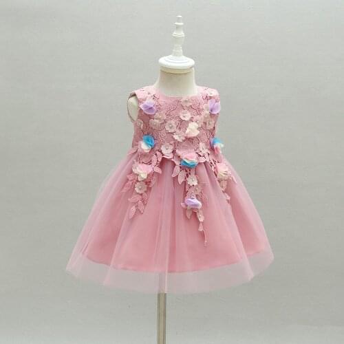 Pink Christening Gowns for Baby Girls Lace Dress Infant Toddler Girl Dresses Christmas Newborn Baptism Dress