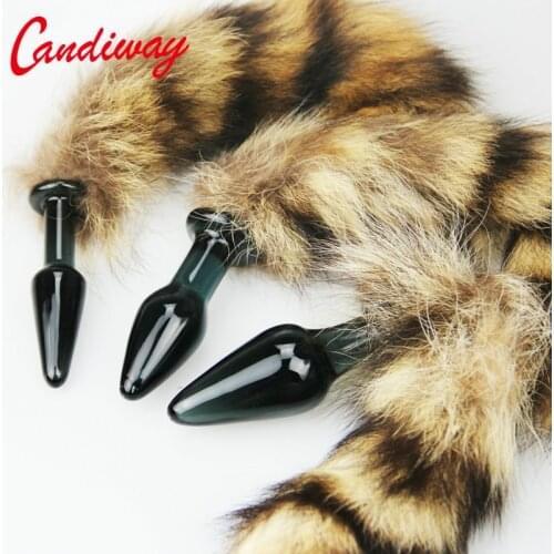 HUG unisex sex-life backyard Stimulating sexy girls BIG Butt Plug WILD DOG TAILS Fox Tail glass Anal Plug Sex Toys CAT TOYS
