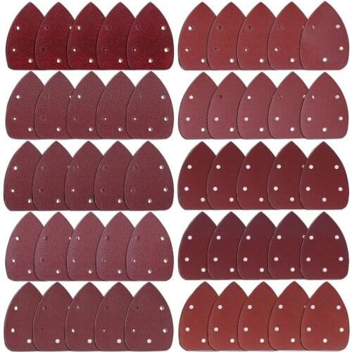50 Pieces Mouse Detail Sander Sandpaper Sanding Paper Hook and Loop Assorted 40/ 60/ 80/ 100/ 120/ 180/ 240/ 320/ 400/ 800 Grit