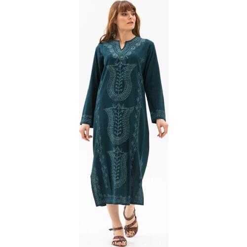 Sile Cloth Hand Embroidered Patterned Color Long Islamic Hijab Dress Muslim Fashion Womens Dubai Turkey Clothing Collections