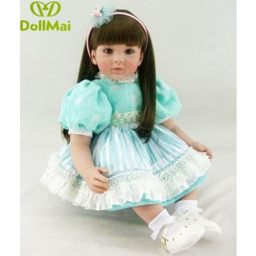 Silicone Reborn Baby Doll Toys 60cm vinly Princess girl toddler time dolls toys children birthday present bebe boneca poupee