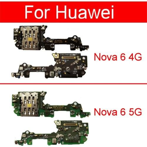 SIM/SD Card Reader Holder Conecction Board With Microphone Flex Cable For Huawei Nova 6 4G / Nova 6 5G Replacement Parts