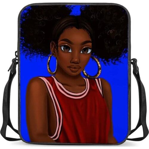 HYCOOL Women Messenger Bags African Black Girl Wear Basketball Cloth Pattern Ladies Fashion Cross-Body Bags Girls School Bag
