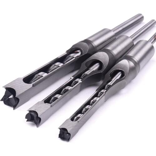 Woodworker Square Hole Drill Bits 5/16 3/8 1/2 Inch Mortising Chisel Set DIY Woodworking Tools