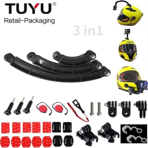 TUYU 3 way Adjustable Helmet Bracket Mount For Gopro Hero7 6 5 DJI OSMO SJCAM SJ8 EKEN H9 Camera Motorcycle Helmet Chin Bracket