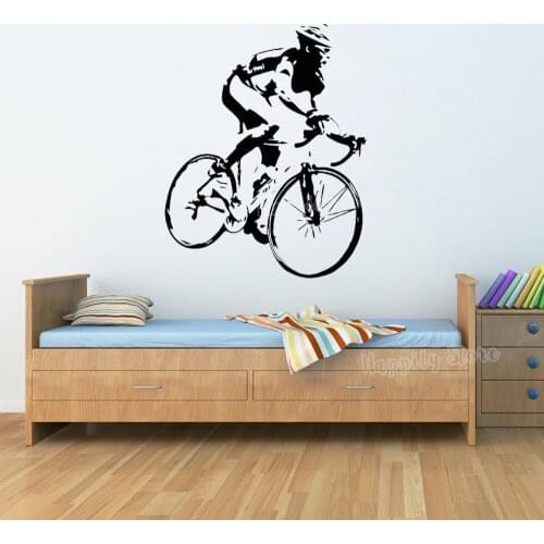 Racing Cyclist Wall Vinyl Decal Bike Bicycle Stickers Home Interior Decor Mural Sport for Boys Removable Bedroom Garage P191