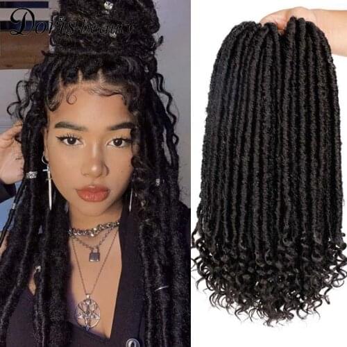 Doris beauty 16&20 inch Goddess Faux Locs Crochet Hair Soft End Natural Synthetic Braids Brown Extension For Women Locks