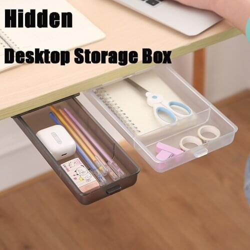 Under Desk Drawer Organizer Hidden Under Table Drawer Organizer Set for Office Home School Self-Stick Drawer Tray