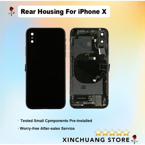 Premium Quality Rear Housing Assembly For iPhone X with Mid Frame Rear Glass Sim Tray Camera lens with Frame with Flex and Parts