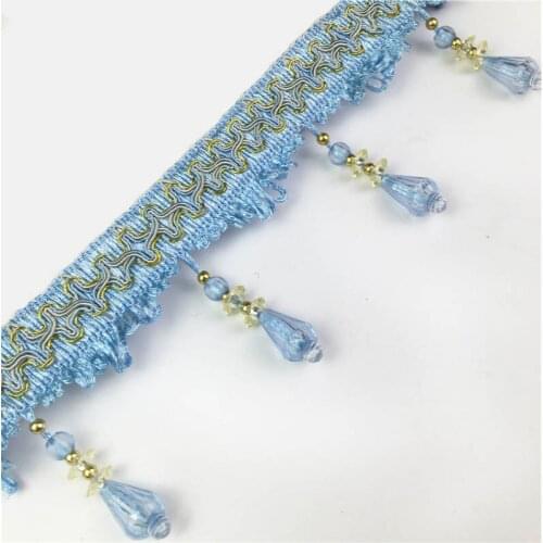 Curtain sofa hanging beads lace tassel DIY curtain sofa background cloth water beads lace sewing accessories 11 meters per batch